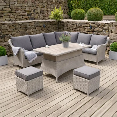Olivia's Olivia's Outdoor Stone Grey Rica Corner Set with Polywood Top