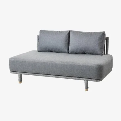 Olivia's Cane-line Moments 2-Seater Outdoor Sofa Module AirTouch Grey
