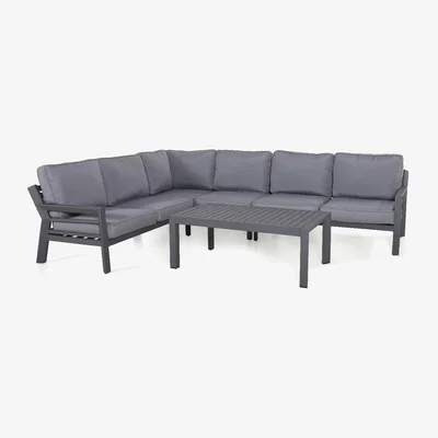 Olivia's Maze Outdoor New York Corner Dining Set in Aluminium & Dove Grey
