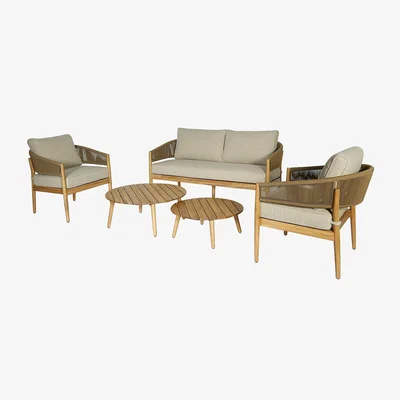 Olivia's Maze Outdoor Porto Rope Weave Lounge Set in Sandstone / 2 Seater