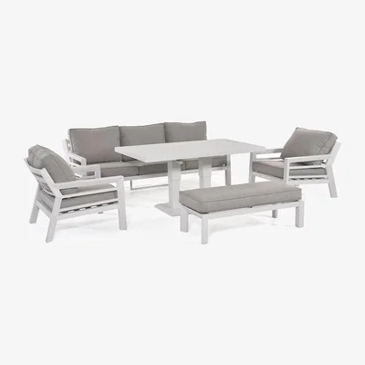 Olivia's Maze New York 3 Seat Sofa Set With Rising Table White