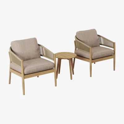 Olivia's Maze Outdoor Port Rope Weave Lounge Set in Sandstone