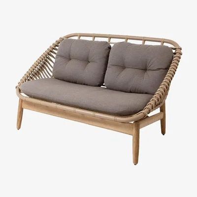 Olivia's Cane-line String 2-Seater Outdoor Sofa With Teak Frame Natural