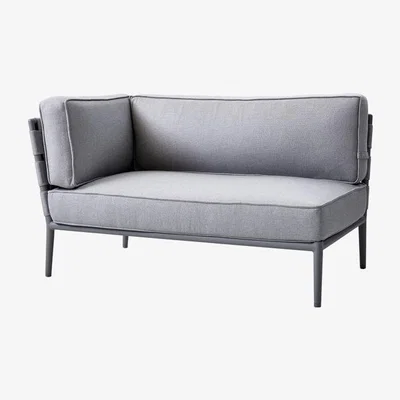 Olivia's Cane-line Conic 2-Seater Outdoor Sofa Right Module Light Grey