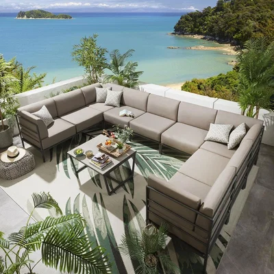 Quatropi Large U Shape Corner Garden Sofa - Modular Outdoor Set 10pc Beige