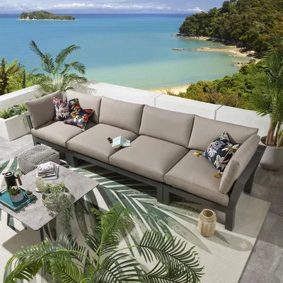 Quatropi Quatropi Large 4 Seater Outdoor Sofa - Modular Garden Set 5pc Beige