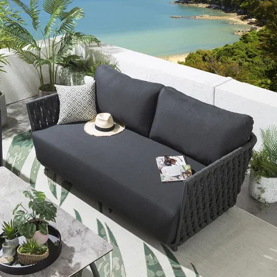 Quatropi Quatropi Premium 3 Seater Garden Sofa Modern Outdoor Charcoal Grey