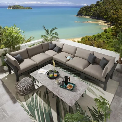 Quatropi Quatropi Garden Corner Sofa Modern Modular Outdoor Patio Set 7pc Beige
