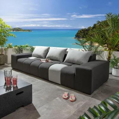 Quatropi 3 Seater Garden Patio Sofa Unique Grey Sunbrella Outdoor Fabric Grey