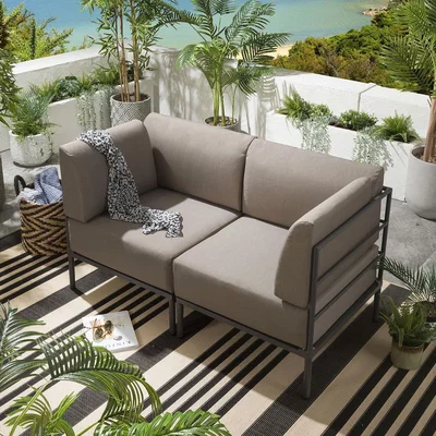 Quatropi Quatropi Small 2 Seater Outdoor Sofa - Modular Garden Set 2pc Beige