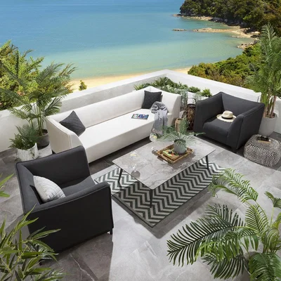 Quatropi Quatropi Modern Garden Sofa Set - 6 Seater Patio Outdoor Sofa Set Grey