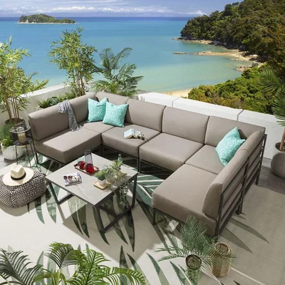 Quatropi Quatropi U Shape Garden Corner Sofa - Modular Outdoor Set 7pc Beige