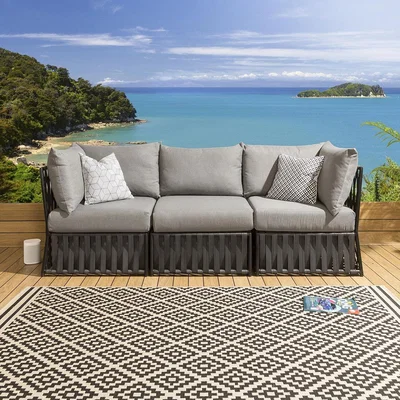 Quatropi Quatropi's Theo Outdoor Seating Range 3 Seater Sofa Black - Grey Theo