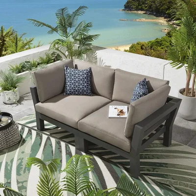 Quatropi Quatropi Large 2 Seater Outdoor Sofa - Modular Garden Set 2pc Beige