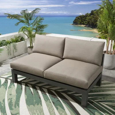Quatropi Luxury Outdoor 2 Seater Modular Garden Sofa Section Coffee Beige