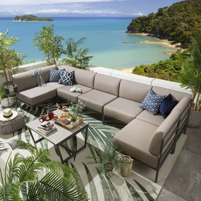 Quatropi Quatropi U Shape Garden Corner Sofa - Modular Outdoor Set 8pc Beige