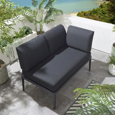 Quatropi Modern Outdoor 2 Seater Modular Garden Sofa Bench Charcoal Grey