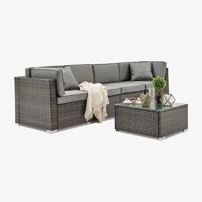 The Range Orlando Brown Rattan 4 Seat Outdoor Garden Sofa - Brown