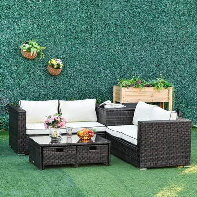 The Range Rattan Wicker Garden Furniture Patio Sofa - Brown