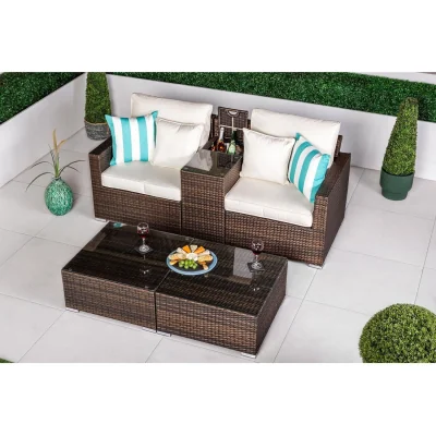 The Range Havana Modular Rattan Sofa Garden Balcony Furniture Set - Brown