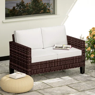 The Range Outsunny Rattan Garden Sofa with Cushions Outdoor - Brown