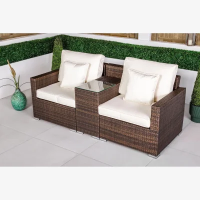 The Range Havana Modular Sofa Rattan Garden Bistro Furniture Set & Drinks Cooler - Brown