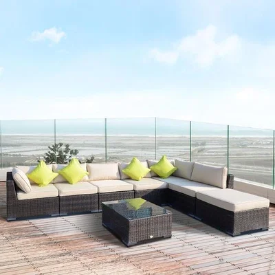 The Range 8 Piece Rattan Sofa Garden Furniture Set - Brown