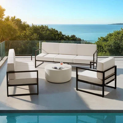 The Range Garden Furniture Comosa - For 7 People, XXL Padding, 2 Sofas, 1 Armchair - Brown/Beige