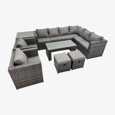 The Range Fimous Outdoor Rattan Corner Sofa Garden Furniture Set Dark Grey Mixed - Dark Grey Mixed