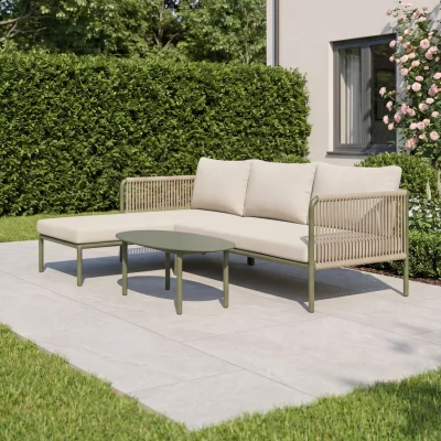 The Range Virella Outdoor Corner Sofa and Table - Green & Beige