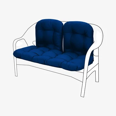 The Range Tufted Garden Bench Cushion Outdoor Sofa Seat Pad - Navy