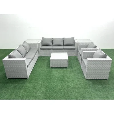 The Range Fimous Outdoor Rattan Sofa Garden Furniture Set, 7-Piece, Light Grey Mixed. - Light Grey Mixed