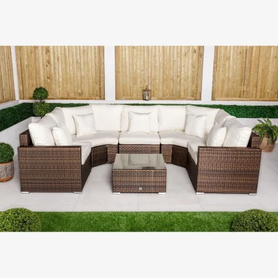 The Range Santorini Modular Sofa Rattan Garden Furniture Set Lounge Table - Grey