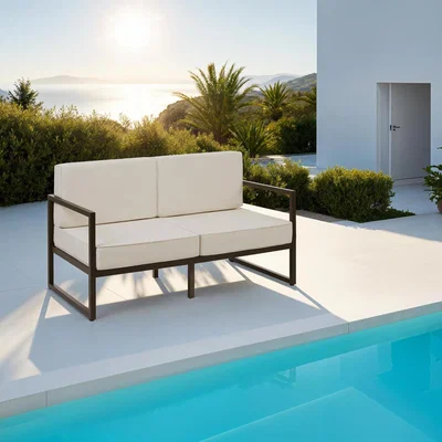 The Range Garden Sofa Comosa - Two-Seater Sofa, XXL Padding, Steel Frame - Brown/Beige