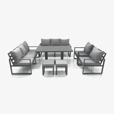 The Range Fimous Aluminium Garden Sofa Dining Set with Adjustable Table Dark Grey - Dark Grey