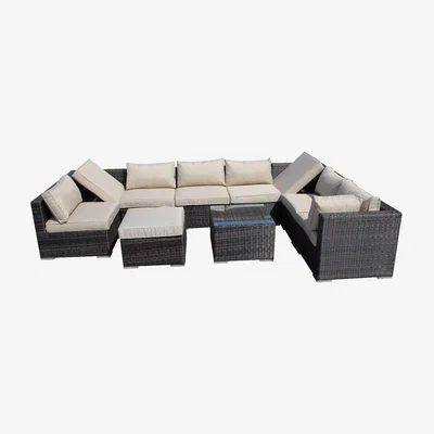 The Range Rattan 9 Seater Modular Outdoor Garden Sofa - Mix Brown