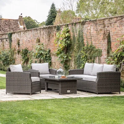 Woods Furniture Tinto Sofa Set in Grey with Rising Table