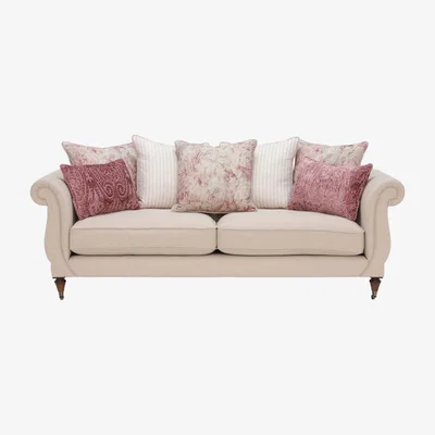Barker and Stonehouse Drew Pritchard Atherton Pillow Back 4 Seater Sofa, Blue Fabric | Barker & Stonehouse
