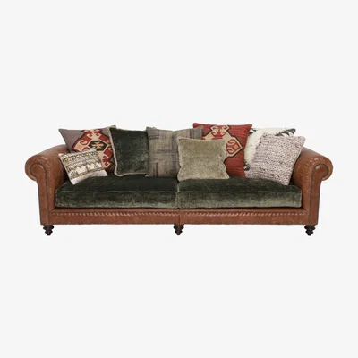 Barker and Stonehouse Tetrad Constable Grand 4 Seater Sofa, Green Leather | Barker & Stonehouse