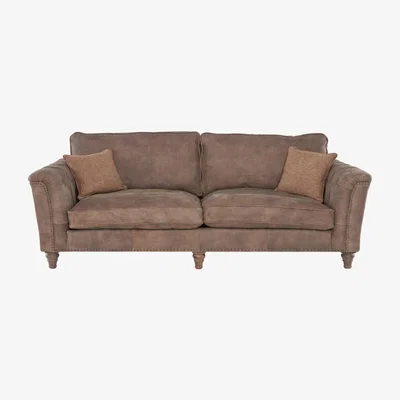 Barker and Stonehouse Darwin Grand Split Frame Leather 4 Seater Sofa, Brown | Barker & Stonehouse