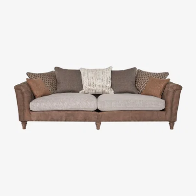 Barker and Stonehouse Darwin Grand Split Frame Pillow Back 4 Seater Sofa, Neutral Leather | Barker & Stonehouse