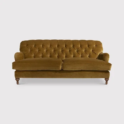 Barker and Stonehouse Hamilton 4 Seater Sofa Button Back, Gold | Barker & Stonehouse