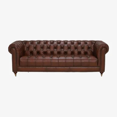 Barker and Stonehouse Ullswater 4 Seater Chesterfield Sofa, Vintage Tabac