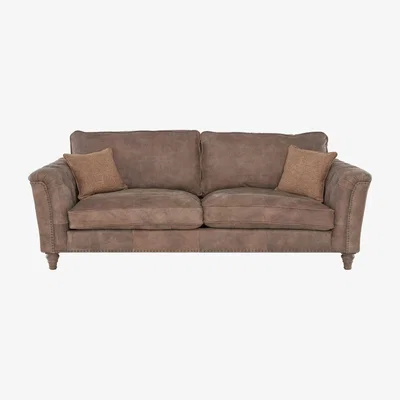 Barker and Stonehouse Darwin Extra Large Leather 4 Seater Sofa, Brown | Barker & Stonehouse
