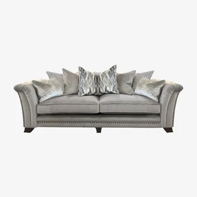 Barker and Stonehouse Dorsey Pillow Back 4 Seater Split Frame Sofa, Grey Fabric | Barker & Stonehouse