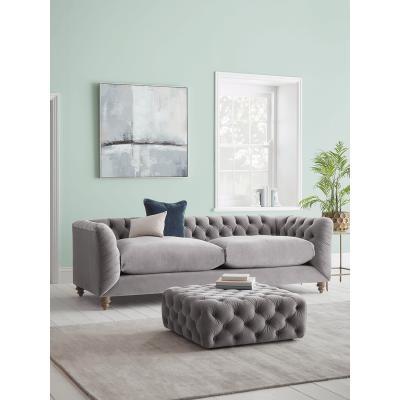 Cox and Cox Dora Buttoned Four Seater Sofa - Moss Velvet