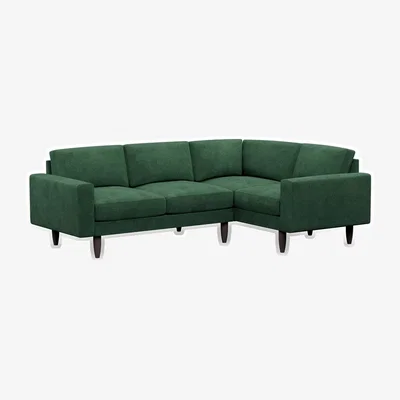 Cuckooland Hutch Rise Velvet 4 Seater Corner Sofa with Block Arms - Sage