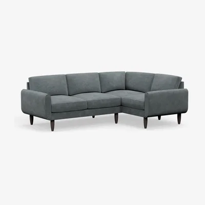 Cuckooland Hutch Rise Velvet 4 Seater Corner Sofa with Round Arms