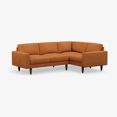 Cuckooland Hutch Rise Textured Weave 4 Seater Corner Sofa with Block Arms - Rust