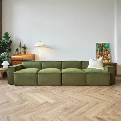 Cuckooland Swyft Sofa in a Box Model 03 Modular Velvet 4 Seater Sofa - Vine
